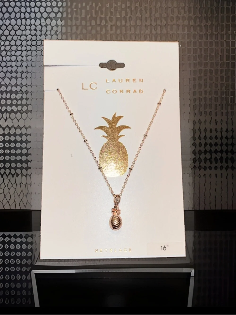 LC Lauren Conrad Women’s Pineapple Pendant Rose Gold 16” Necklace